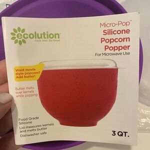 ECOLUTION MICRO-POP SILICONE POPCORN POPPER 3 QUART IN PURPLE WITH GIFT BAG NEW